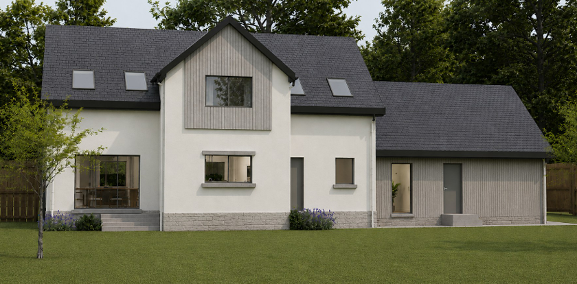 Rear garden elevation of a Hollywalk Meadows detached home